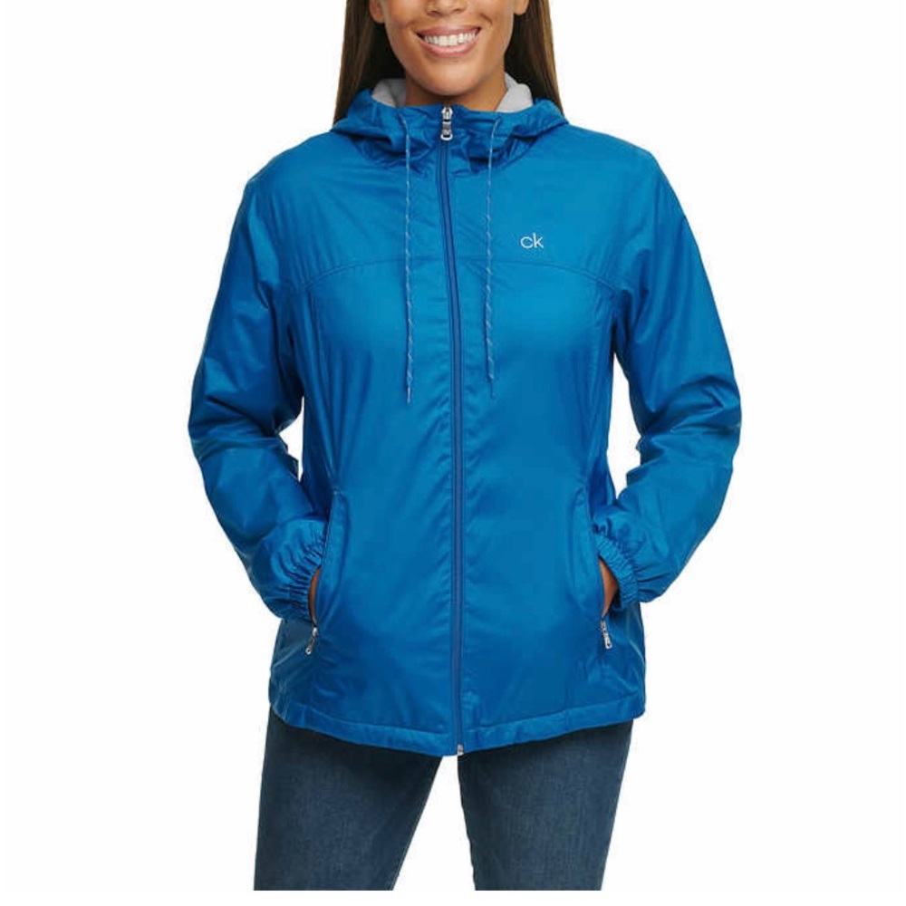 BRAND NEW CALVIN KLEIN LADIES FLEECE LINED WINDBREAKER BLUE JACKET